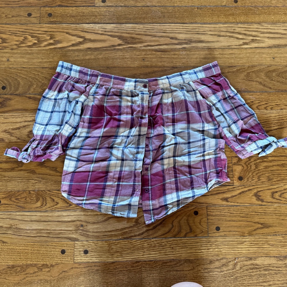 Medium Flannel scoop Neck with Tie Sleeves Burgundy